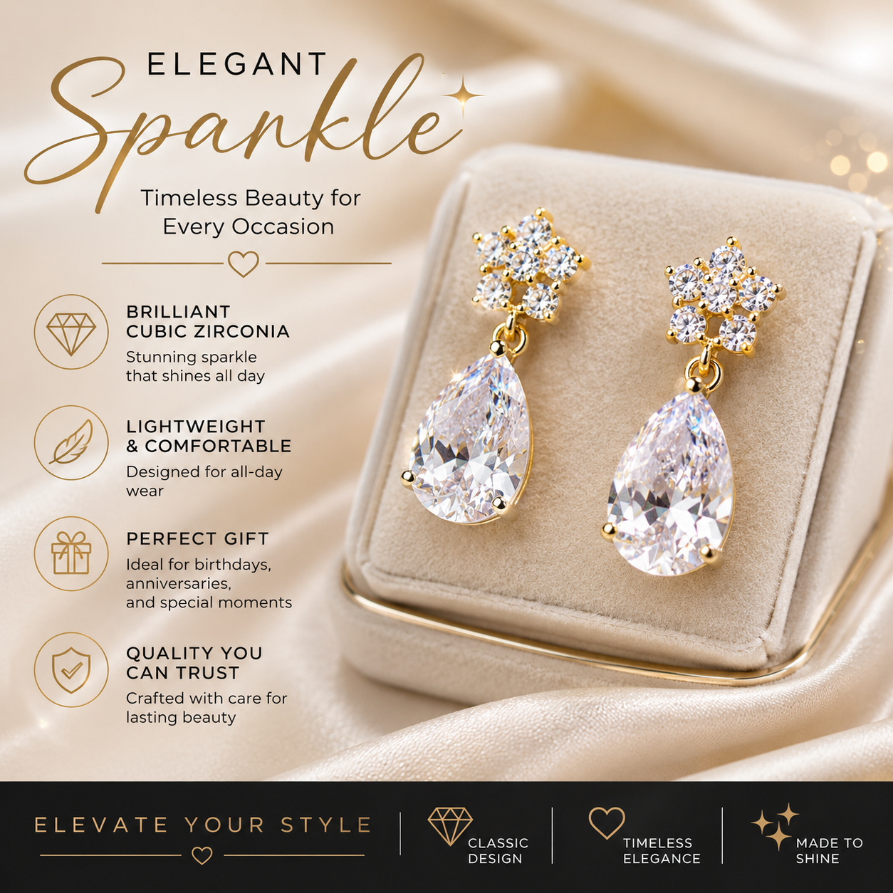 "Diamond Earrings" Costume Jewelry